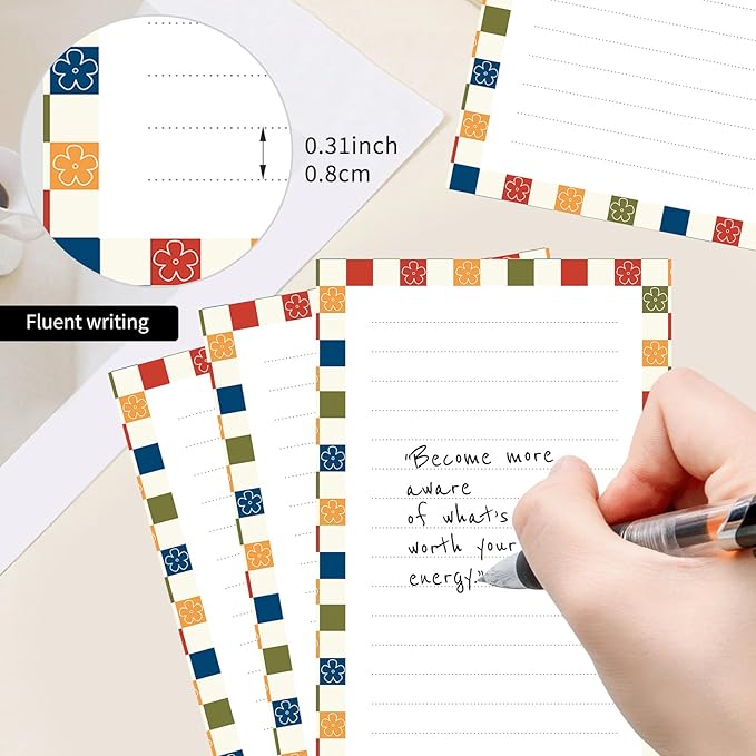 2 Pack Lined Sticky Notes 4x6 in, Cute Self-Stick Notepads with Lines, Large Memo Pads Strong Adhesive for Office, Home Colorful Cute Plaid