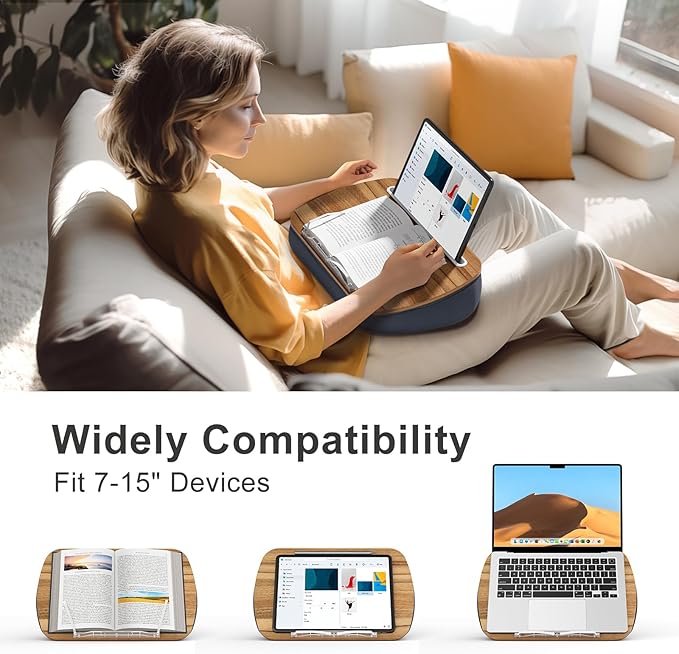 ERGONOV Lap Beanbag Book Stand for Hands Free Reading Comfortable Reading Pillow Stand Minimize Neck Strain Perfect Idea for Book Lovers in Dorm Room or Anywhere Else with Bookseat(Gray)