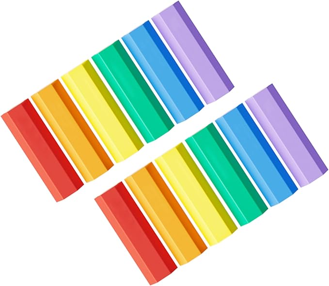 YuBoBo 12-Pack Hexagonal Colorful Erasers for Students- Easy Grip, Low Dust & Bright Colors - Perfect for School, Office, Art Supplies