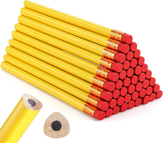 Fainne 48 Pack Jumbo Round Pencils, Wooden Fat Pencil with Black Core Bulk for Carpenters Workers Woodworkers Framers Beginners Students Teachers DIY Project(Yellow)