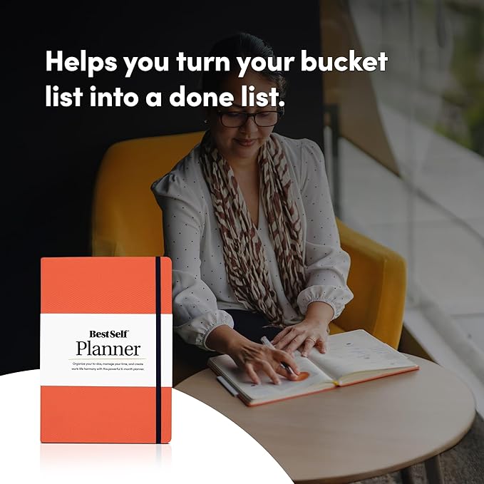 Self Planner by BestSelf — Undated 6 Month Life Planner for Time Management, Improving Productivity, Scheduling and Achieving Goals — 7"x10” Notebook (Black)
