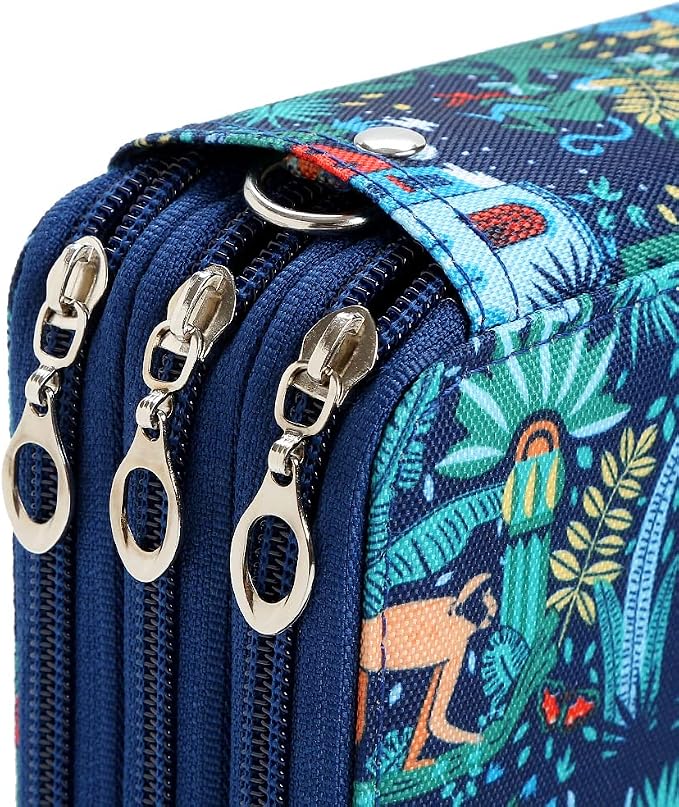 72 Slots Pencil Case Organizer w/Removal Handle Strap | 3-Layer Zipped Pencils Box Large for Colored Pencils Watercolor Pencils for Office and Travel for Artist