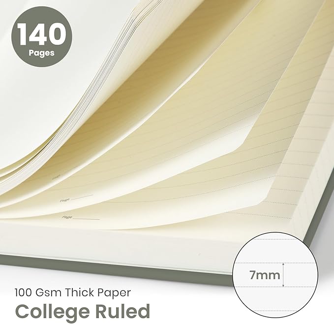 Taja Lined Spiral Journal Notebook for Women & Men, 140 Pages, College Ruled Hardcover Notebook for Work & Note Taking, Journals for Writing, A5(5.7" x 7.9") – Stone Gray