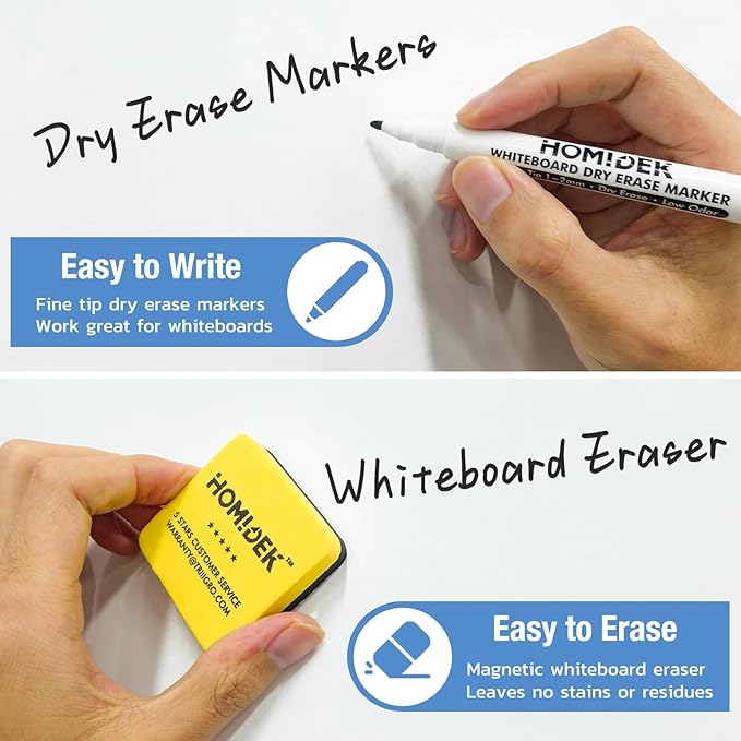 HOMiDEK Magnetic Whiteboard for Fridge, 3 Pack Small Magnetic Dry Erase Boards with 4 Markers & 1 Eraser, Reusable Blank Magnet White Board Sheets for Home, Kitchen, Office, Classroom - 11 x 17