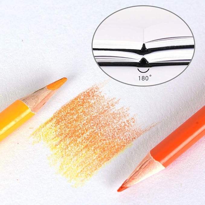 Square 5.1x 5.1"165gsm Colored pencil paint Journal Hardbound 128pgs (64Sheets Front Back Cold Pressed) Travel for Calligrapher Colored Pencil Sketch Doodles Handmade Cloth Cover Notebook. Gold Pink