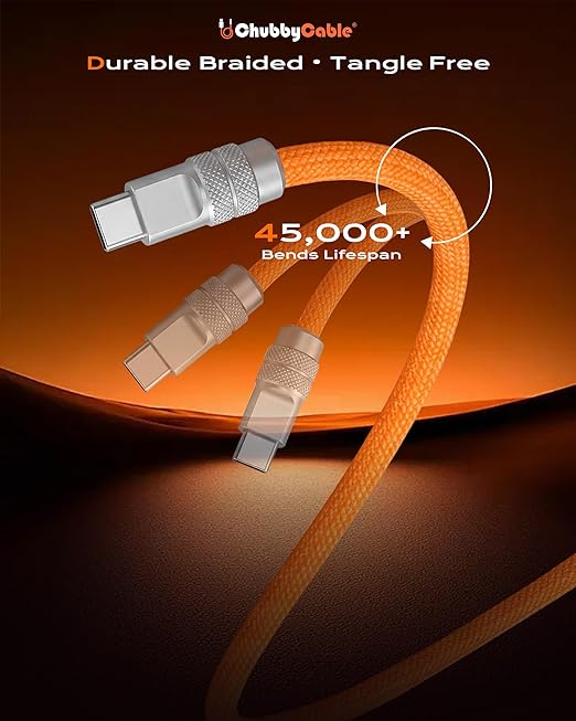 chubbycable Flex USB C to USB C Cable 240W Fast Charging Soft Braided Heavy-Duty Type C Charger 6.6FT for iPhone 17, MacBook Pro, Samsung Galaxy, Black