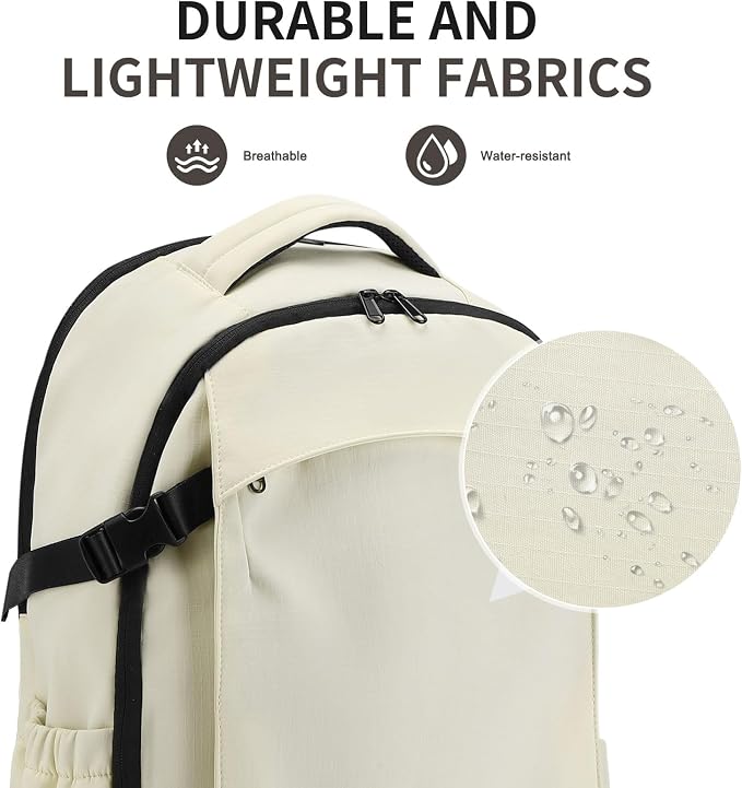 Travel Backpack for Women Men Lightweight Laptop Daypack Beige | fit 5.6" Laptop,TSA Approved Carry on Bag, Personal Item Travel Backpack