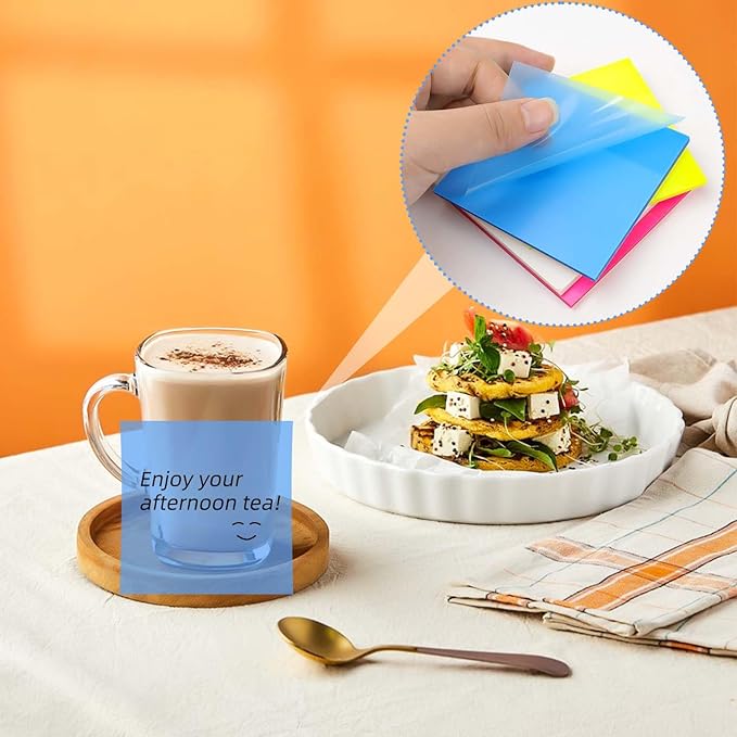 200 Sheets Transparent Sticky Notes Clear Sticky Notes See Through Sticky Notes 3x3 Inch Clear Note Pads Waterproof Translucent Post It Notes for Books Annotation Office School Supplies (4 Colors)