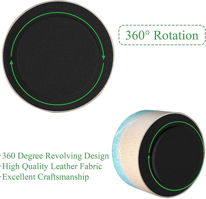 Round Leather Art Supply Organizer,Remote Control Holder,360 Degree Rotating,Multi-Functional Pencil Holder,4 Compartments Desktop Stationary Organizer(1-Sandbeach)