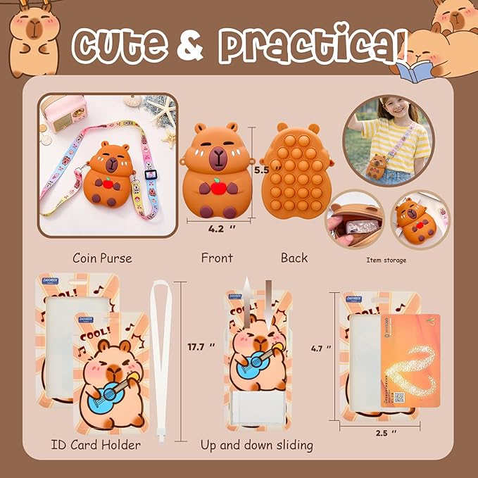 Cute Capybara Stationery Gift Set for Kids,30 Piece Animal Theme School Supplies Kit with Pencil Case,Notebook & Stickers,Practical and Fun for Birthday,Easter& Festivals Gift Girls Boys