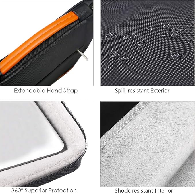 Lacdo 360° Protective Chromebook Case 11 Inch Laptop Sleeve for 11 Inch Acer HP Lenovo Dell Samsung ASUS Chromebook Spin 311, 13 Inch Microsoft Surface Pro 11th Copilot+PC/10/9/8/X Computer Bag, Black