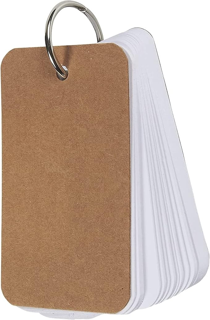 Blank Flash Cards - Notecards with Ring - Portable Mini Flashcards for Studying - Heavy 250 GSM Index Cards - Pack of 8, 400 Count, 2.2 x 3.5 in, White