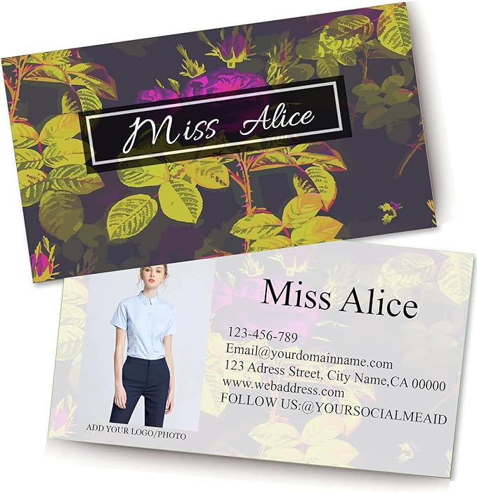 200/500Pcs Business Card Customization (Add Picture or Logo), Thick Coated Paper Business Card Double-sided Printing-2"x3.5" Inches (Color-S)