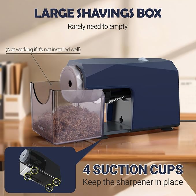 AFMAT Electric Pencil Sharpener, Fast & Hands-Free, 10K+ Uses, 5 Nibs, Fully Automatic Pencil Sharpener for Classroom, Heavy Duty Sharpeners for No.2/Jumbo/Colored Pencils (6.5-10.5mm) US Plug(120V)