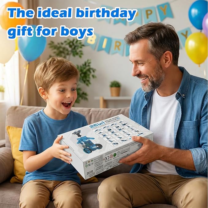 STEM 25-in-1 Solar Robot Kit for Kids Ages 8-13, Science Building Toys with Transparent Motor, DIY Robotics Experiment Set, Educational Birthday Gift for Boys Girls 8 9 10 11 12 13 14 15 16
