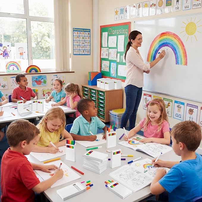72 Pcs Washable Markers in 6 Vibrant Colors Broad Line Washable Coloring Markers Bulk for Teachers Office