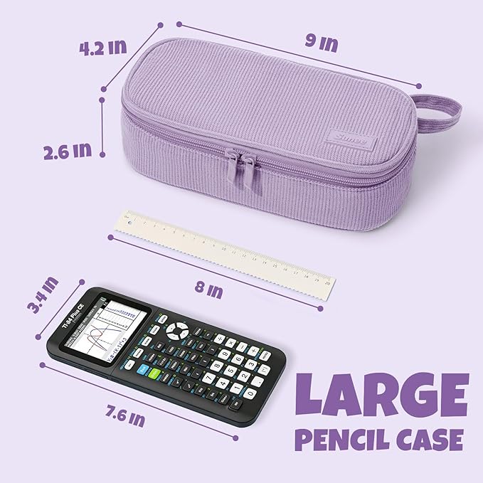 SUNEE Cute Pencil Case, Large Capacity Pencil Pouch, Soft Corduroy Pencil Bag, Big Storage Pen Organizer for Stationery, Aesthetic Zipper Pencil Box, Back to School Supplies for Teen Girls Boy, Purple
