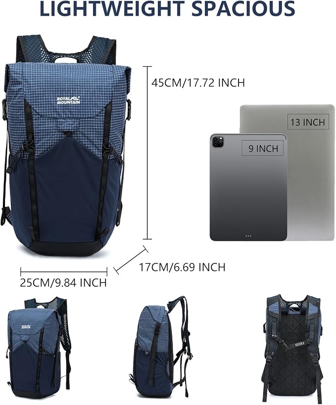 20l Hiking Backpack For Women&Men, Water Resistant Daypack Backpacks, Foldable & Packable Hiking Backpack, Lightweight Small Daypack For Travel Camping (Blue)