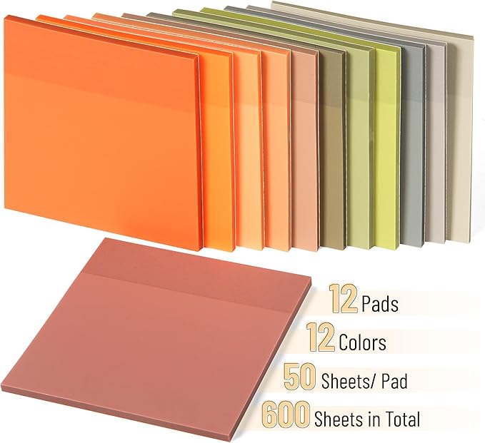 Mr. Pen- Transparent Sticky Notes, 3" x 3", 12 Pads, 600 Sheets, See Through Self-Adhesive Notes for Bible Journaling and Studying, Water-Resistant, Easy to Peel, Clean Removal