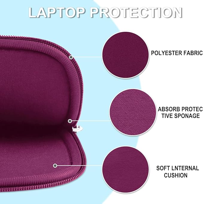 Laptop Sleeve Bag 14 inch, Shockproof Protective Laptop Cover Carrying Computer Bag with Accessory Pocket Portable Computer Case for 14" MacBook, HP, Dell, Lenovo, Acer, Rose Red