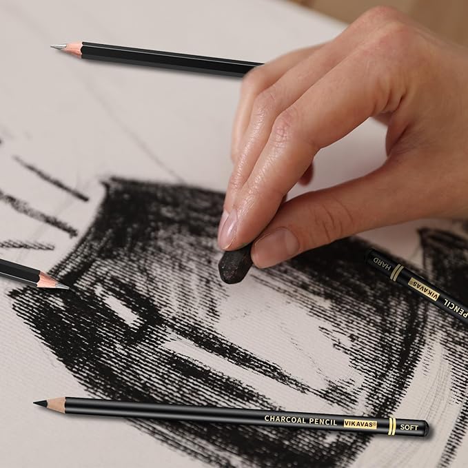 Professional Sketch Pencil Set – 26 PCS Complete Drawing Kit for Artists Graphite, Charcoal, Pastel, Erasers & Tools for Sketching, Shading & Detailing
