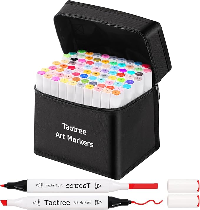 Taotree Alcohol Markers 80 Colors Dual Tips Art Markers Sketch Pens Set, Art Supplies Kit, Drawing Pens Set for Adult Coloring Books for Artist Drawing, Painting, Sketching