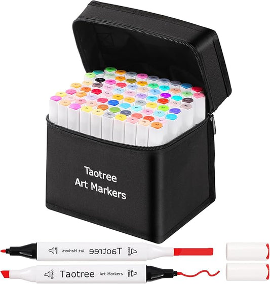Taotree Alcohol Markers 80 Colors Dual Tips Art Markers Sketch Pens Set, Art Supplies Kit, Drawing Pens Set for Adult Coloring Books for Artist Drawing, Painting, Sketching