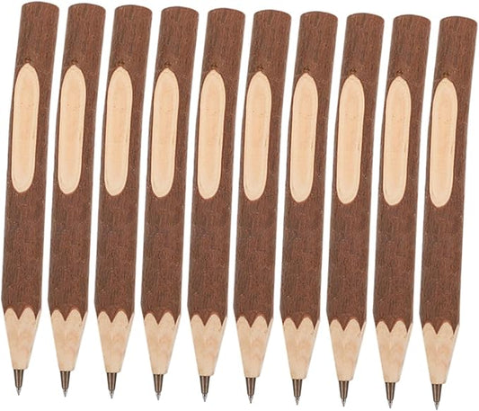 Alipis Natural Wood Ballpoint Pens 13cm Tree Bark Design Biodegradable Portable Writing Pens 10pcs for Home Office Daily Use