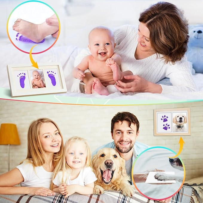 Baby Hand and Footprint Paint with Sponge Head, 2.54 fl oz, Non-Toxic & Acid-Free, Washable Baby Safe Paint for Newborn Keepsakes, Dog Nose & Paw Prints, Ideal New Mom Gift - Purple