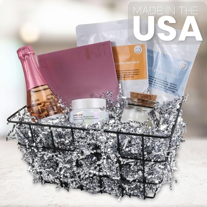 MagicWater Crinkle Cut Paper for Gift Baskets - 2LB - Silver - Perfect for Shredded Paper Filler, Basket Filler, Gift Boxes, Bridesmaid Gifts, ChristmasStuffers & More – Ideal for All Occasions