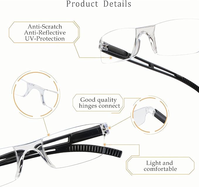 LifeArt 2/4 Pairs Reading Glasses, Blue Light Blocking Glasses, Computer Glasses for Men and Women, Rectangle Eyewear Frame