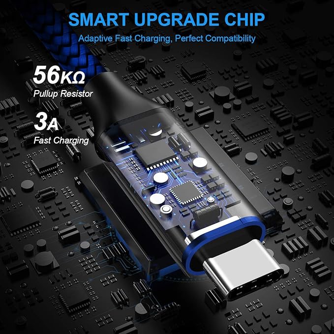 etguuds Blue Long USB A to USB C Cable 10ft, 2-Pack Fast Charging Type C Charger Cord for iPhone 17 16 15 Pro Max Plus Air 16e, Samsung Galaxy S25 S24 S23 S22 S21 S20 Note 20 A17 A16 A15 A26 A36 A56