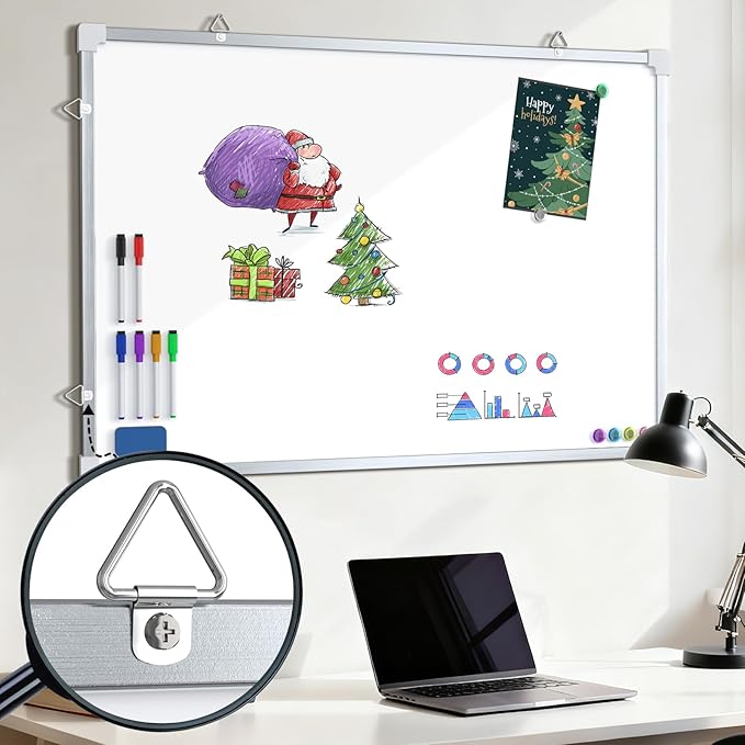 MaxGear Double Sided Magnetic Dry Erase Board Calendar, 36" x 24" Monthly Whiteboard for Wall, Aluminum Framed Reversible White Board with Notes Section, Markers, Magnets & Eraser for Home Office