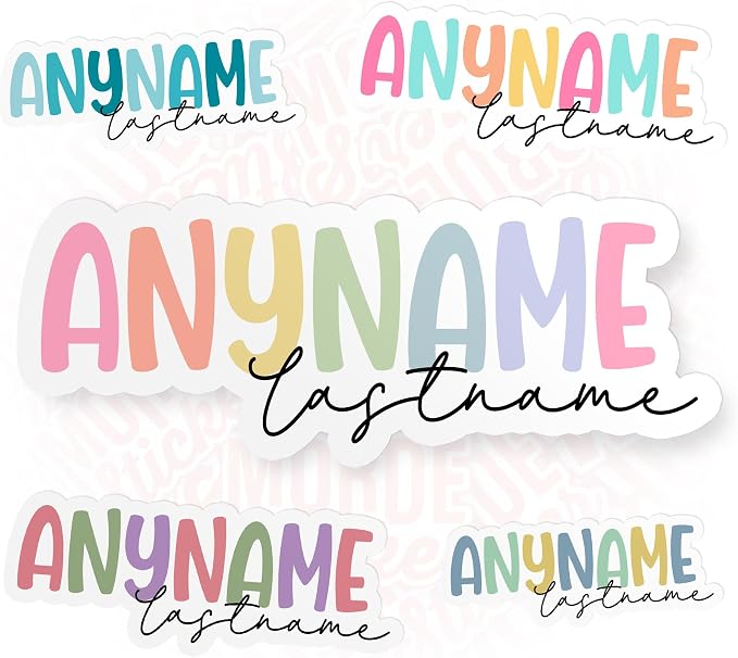 Custom First & Last Name Sticker Personalized Colorful Vinyl Decal | Waterproof Die-Cut Vinyl Sticker for Laptop, Water Bottle, Phone, Notebook, Car & Gifts for Kids.