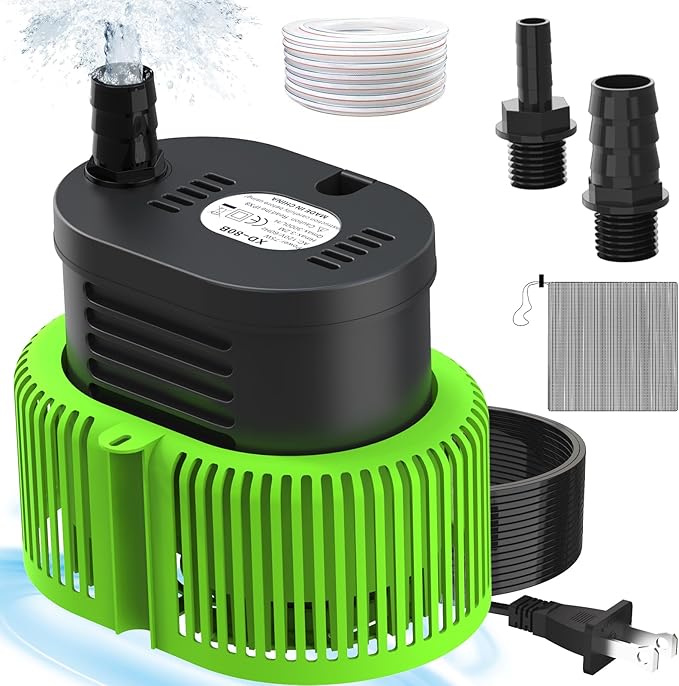 AgiiMan 850GPH Pool Cover Pump, Submersible Sump Pump above Ground | 16FT Drain Hose, 25FT Power Cord, 3 Adapters, Compact Design, Fast Water Removal for Pool Covers and Above Ground Pools
