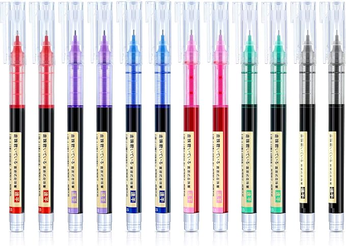 Frienda 12 Pcs Rolling Ball Pen 0.5 mm Japanese Pen,Multicolor