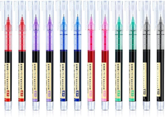 Frienda 12 Pcs Rolling Ball Pen 0.5 mm Japanese Pen,Multicolor