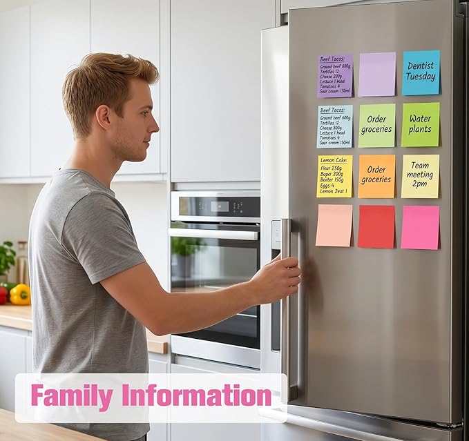 Agoer 1200 Sheets Mini Sticky Notes - 2 x 1.5 Small Sticky Pads, Clean Removal, Bright Colors Self-Stick Pads - Colorful Notes for Office, Home, School (12 Colors)