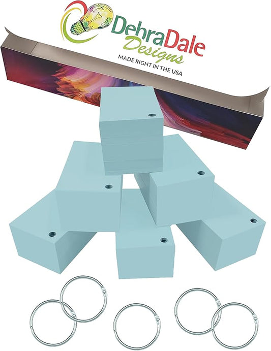 Debra Dale Designs - Blank Flash Cards with Rings - 3.5 x 2 Inches - Blue - Box of 1,000 - Standard 110# Index Card Stock - 5 Binder Rings