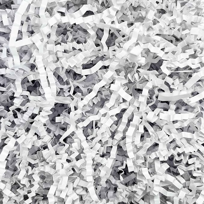3LB White Crinkle Cut Paper Shred Filler, Paper Shreds for Basket Fillers, Birthday, Gift Wrapping, Anniversary, Wedding, Halloween, Thanksgiving, Christmas Gift Decor Party Filler