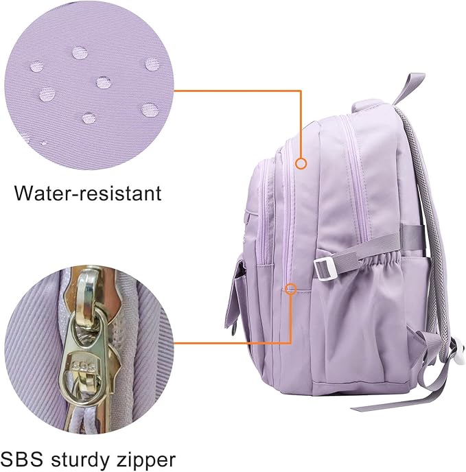 Phaoullzon Girls School Backpack for Boys, College Aesthetic Laptop Bookbag for Travel,Purple