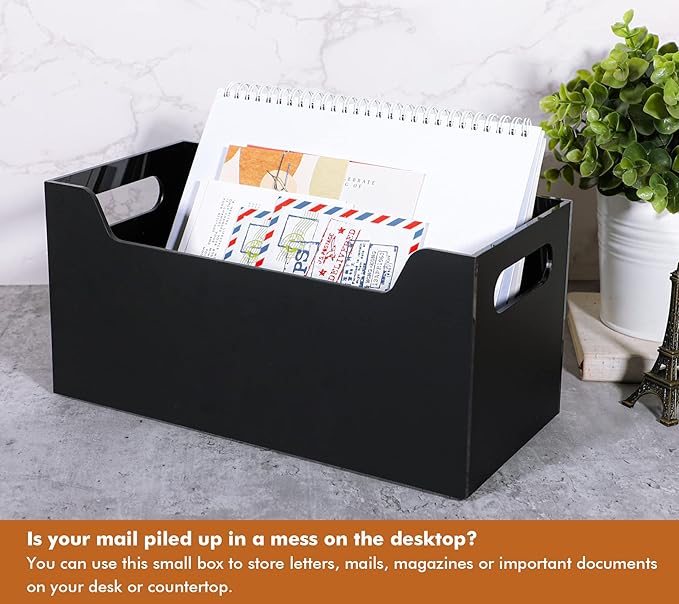 Kamehame Mail Organizer Black Mail Holder Countertop Acrylic Letter Holder Box Vertical Bill Envelope Sorter Basket for Desk Mail Storage Organizer Mailbox for Desktop Office Counter