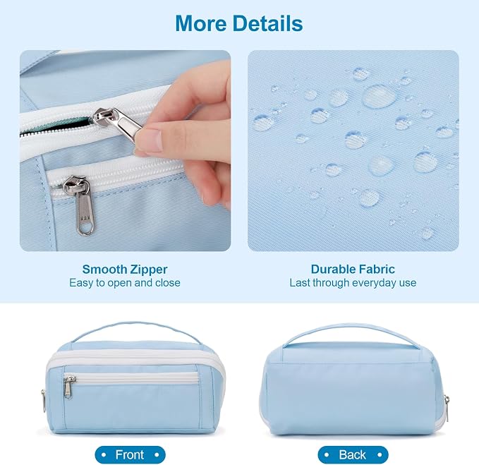 Large Capacity Pencil Case - Pencil Pouch for Teen Girls & Boys, Aesthetic Pouch Organizer with 8 Compartments, Wide Opening Marker Bag for Middle High School College, Fits Calculator, Blue