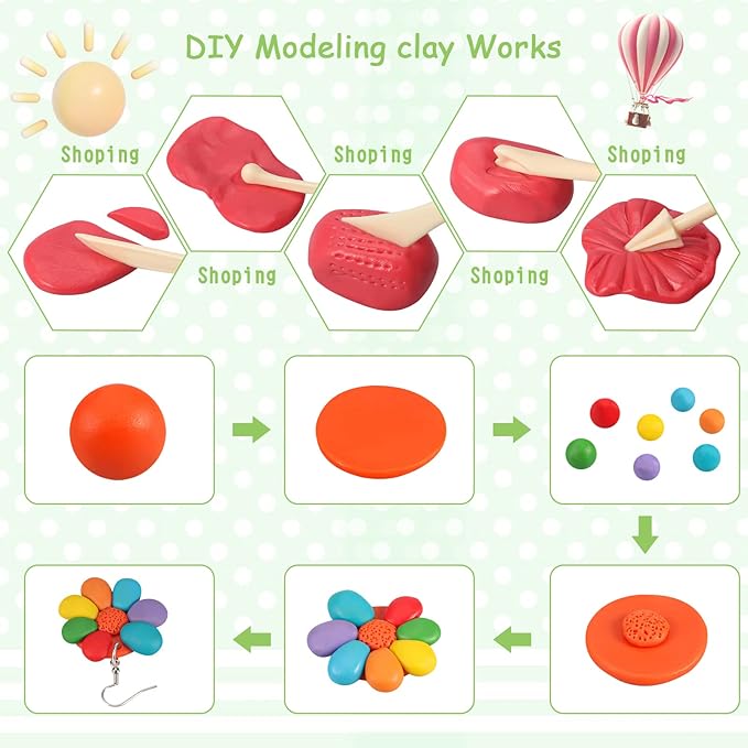 CiaraQ Polymer Clay Kit, DIY Oven Bake Modeling Clay with Sculpting Tools, 50 Colors, 3.46 lb