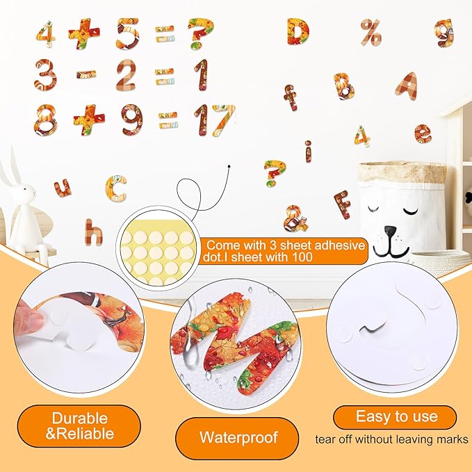 221 Pcs Fall Thanksgiving Bulletin Board Letters Round Alphabet Number Punctuation Symbol Combo Letter Cutouts Autumn Classroom Decoration for Thanksgiving Fall School Chalkboard Poster Board