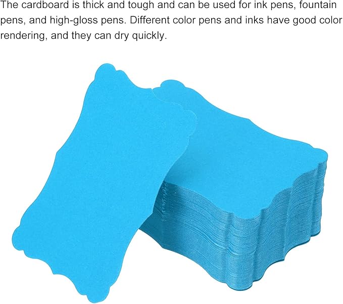 PATIKIL 3.7"x2.4" Blank Paper Business Cards, 120 Pack Small Index Flash Cards Words Message Note Card Mini Paper Tags Lace for DIY Gift, Blue