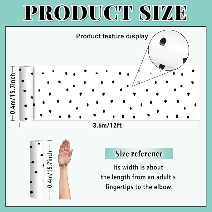 Black and White Polka Dot Bulletin Board Roll Non-Woven Fabric 15.7" x20ft