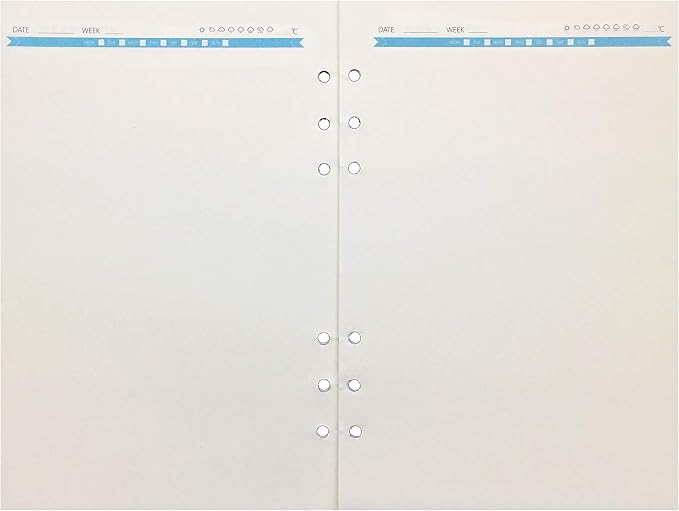 Zelten Refills/Loose Leaves for A5 Cover Ring Binder/Personal Organizer/Planner(A5 6 Holes, Blank Blue)
