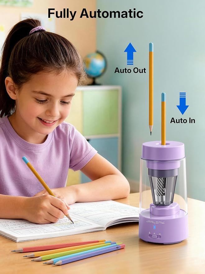JARLINK Fully Automatic Rechargeable Electric Pencil Sharpener