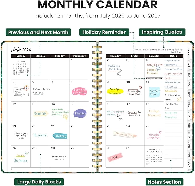 Planner 2026-2027, Monthly and Weekly Academic Planner July 2026 - June 2027, Hardcover Student Teacher Planning Agenda Calendar Book with Tabs, Perfect for Office School Supplies, A4 (8.5" x 11") - Butterfly